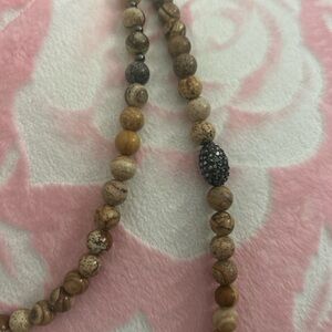 Elegant Beaded Necklace with Black Accent